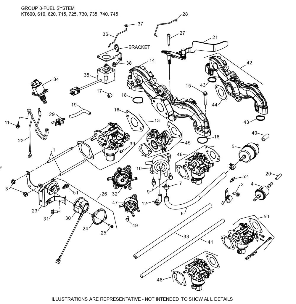 Kt735-3101 Fuel System Diagram and Parts List for KT735-3101  Cub Cadet Lawn Tractor